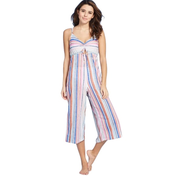 Xhilaration Juniors Striped Sleeveless Flared‎ Cover Up Jumpsuit - Size Small - Picture 1 of 7